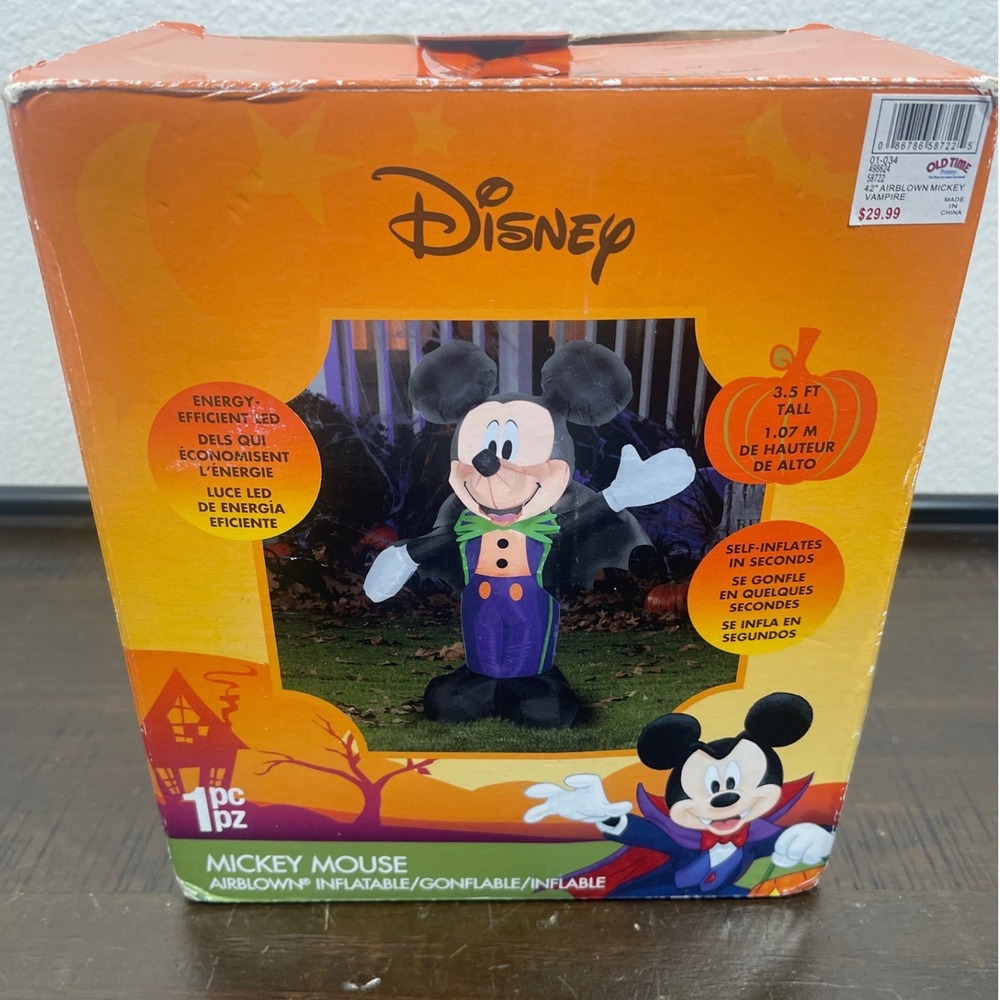 Disney Mickey Mouse Vampire Halloween Airblown Inflatable 3.5ft LED Yard Decor